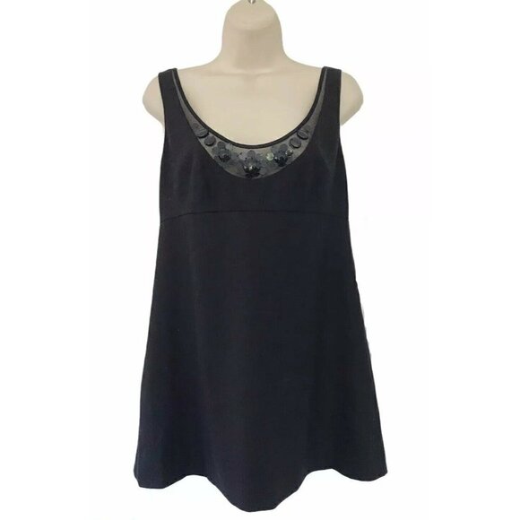 Rebecca Taylor Black Embellished Neck Slvless Top - Picture 1 of 5